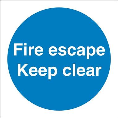 CASTLE PROMOTIONS Fire Escape Keep Clear Sign - Self Adhesive Vinyl - 100mm x 100mm