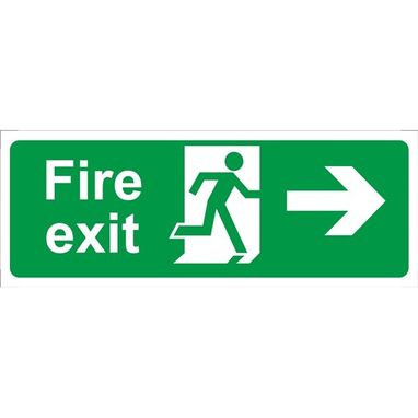 CASTLE PROMOTIONS Fire Exit Arrow Right - Self Adhesive Vinyl - 150mm x 400mm