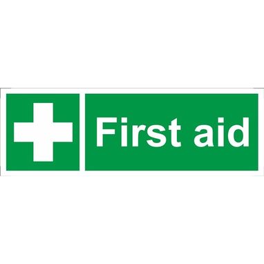 CASTLE PROMOTIONS First Aid Sign - Self Adhesive Vinyl - 100mm x 300mm