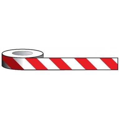 SIGNS & LABELS Aisle Marking Tape - Red/White - 33m x 50mm