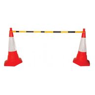 SIGNS & LABELS Retractable Cone Bar Barrier - Yellow/Black