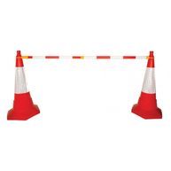 SIGNS & LABELS Retractable Cone Bar Barrier - Red/White