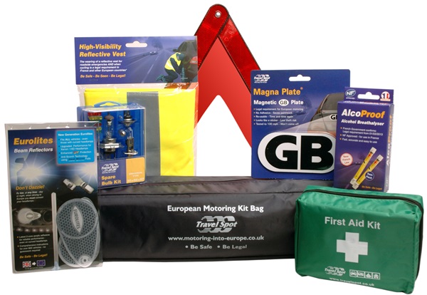European Travel Motoring Kit For Driving Abroad With GB Magnetic Plate & Twin Pack Breathalysers 
